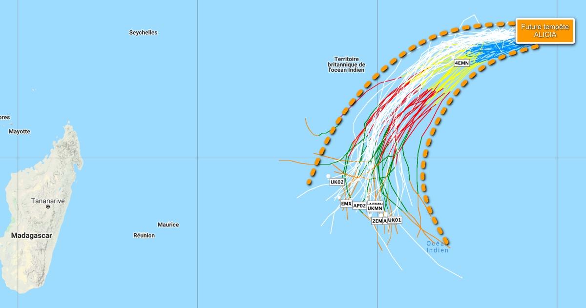 Explication sur la prévision de trajectoire de la future tempête tropicale  ALICIA