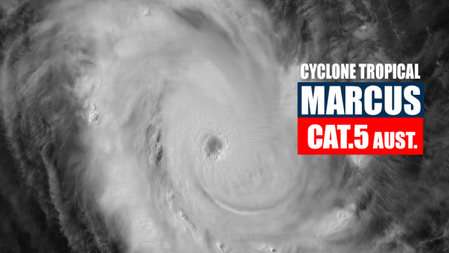 Cyclone MARCUS : Des rafales de l'ordre de 285 km/h près de l’œil