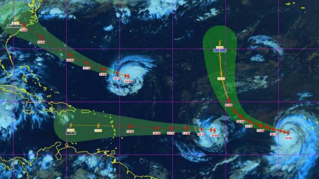 ISAAC vers les petites Antilles et FLORENCE vers les Etats-Unis