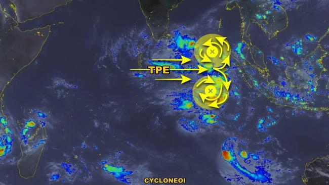 Des cyclogenèses jumelles en simultanée dans l'océan indien Nord et Sud?