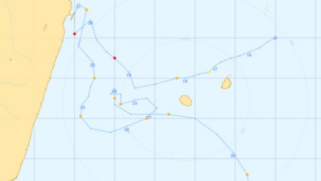 Les trajectoires des cyclones dans l'océan indien sud-ouest