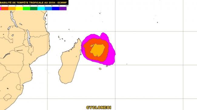 Un signal de cyclogenèse suggéré au Nord des Grandes Mascareignes