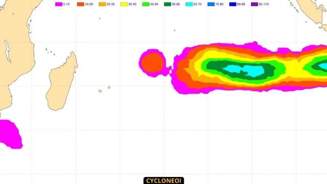 Le signal d'activité se renforce significativement dans le Sud-Ouest océan indien
