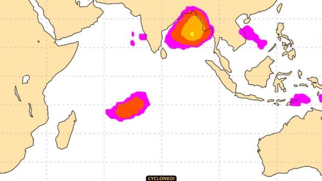 Contexte potentiellement favorable à la cyclogenèse dans l'océan indien