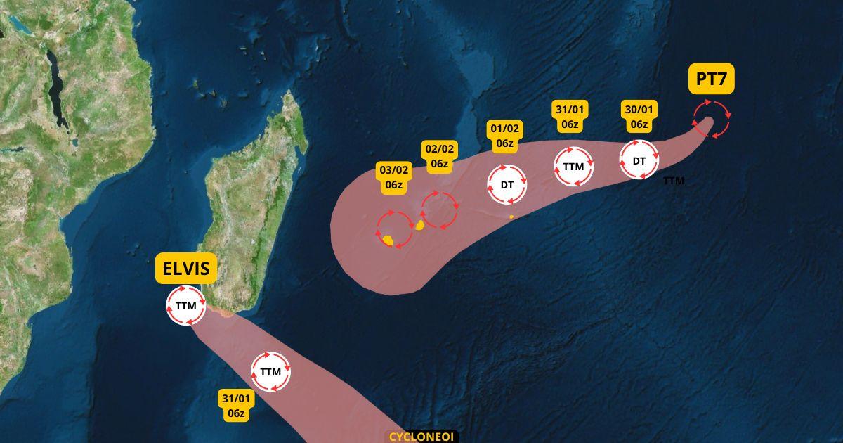 Tempête tropicale ELVIS et potentielle future tempête FAIDA