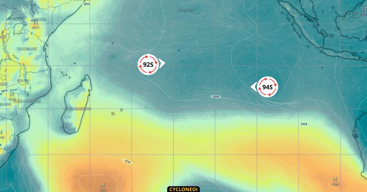 Zones suspectes 92s et 94s fin de la tre ve cyclonique 